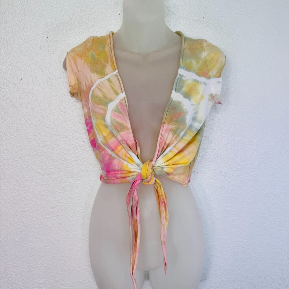 Vintage Hard Tail Forever Top Womens Small Y2K Crop Tie Front Yoga Gym Cover Up